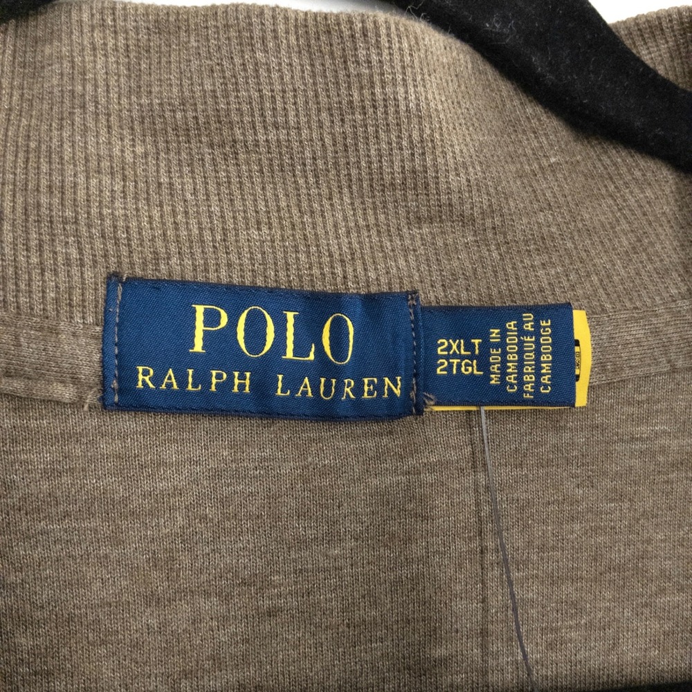 NEW Polo Ralph Lauren Men's 2XLT Big Tall Quarter Zip Pullover Sweater Taupe NWT - Picture 4 of 11